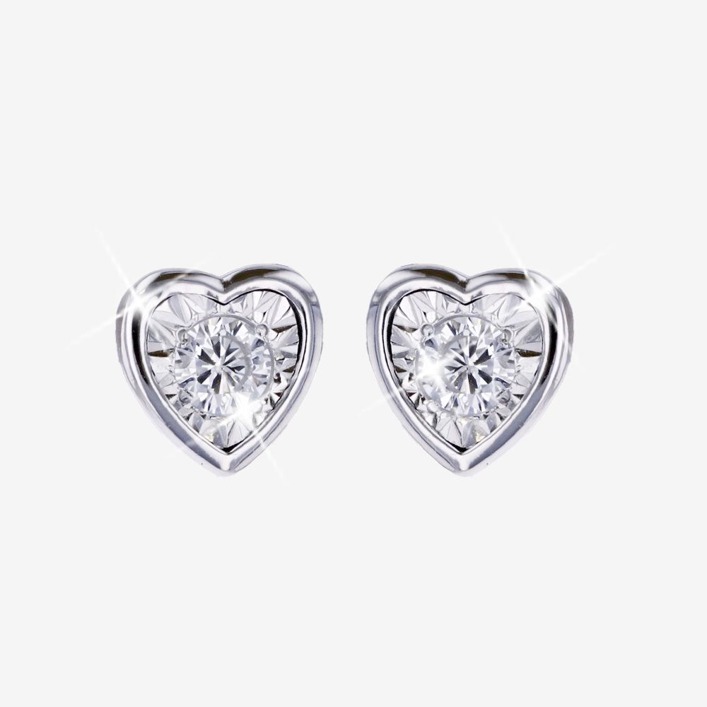 Diamond Lab-Grown Heart Earrings .25ct