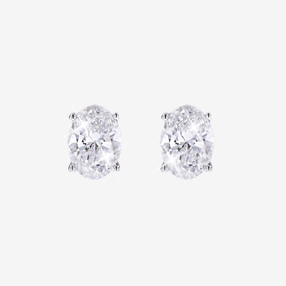 Real Diamond Lab-Grown Oval Earrings 1.00ct