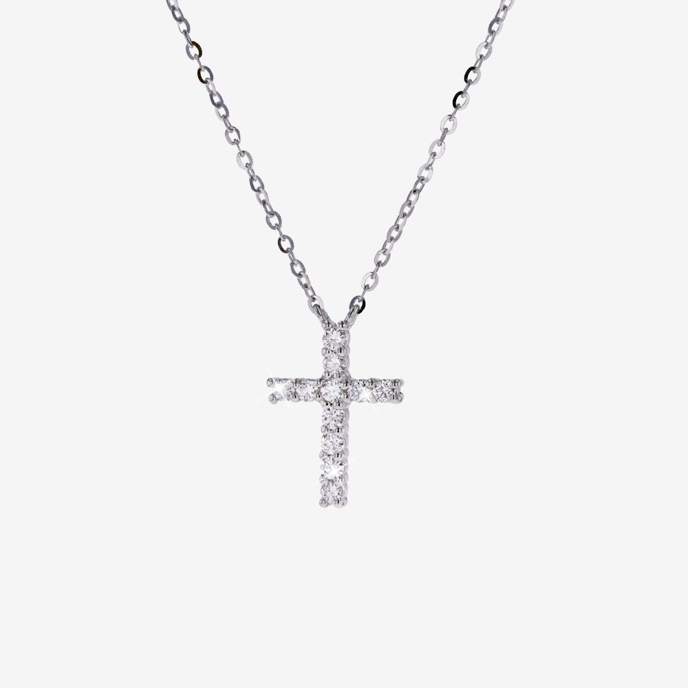 Real Diamond Lab-Grown Cross Necklace .25ct