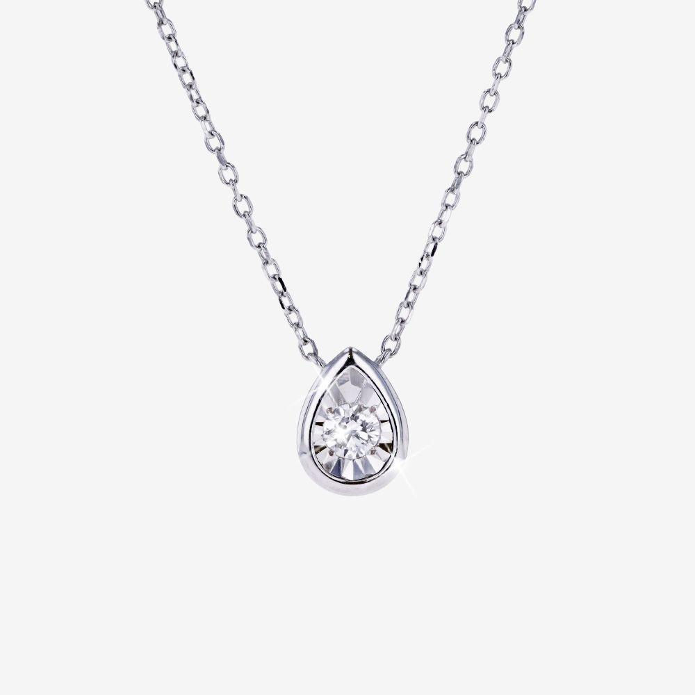 Diamond Lab-Grown Pear Necklace .10ct
