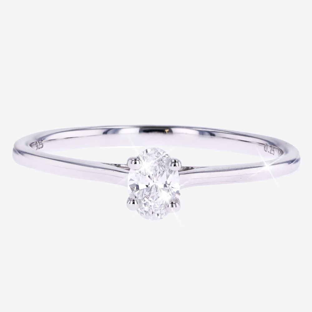 Real Diamond Lab-Grown Sterling Silver Solitaire Oval .25ct