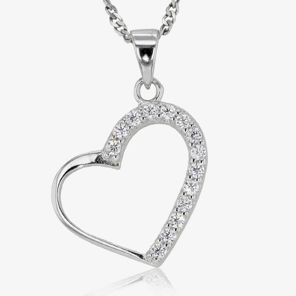 Sterling Silver Open Heart Necklace