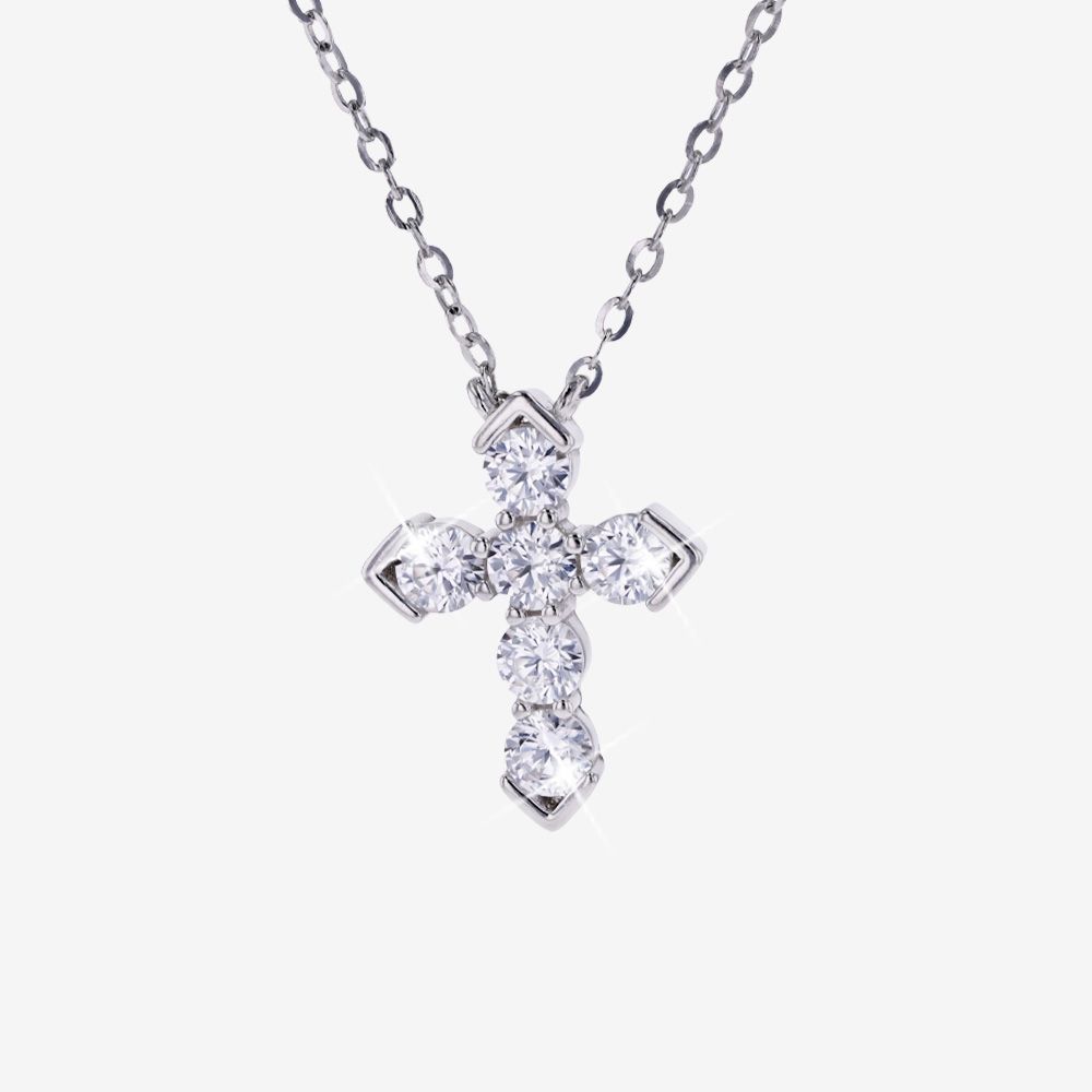 Sterling Silver DiamonFlash&reg; Cross Necklace