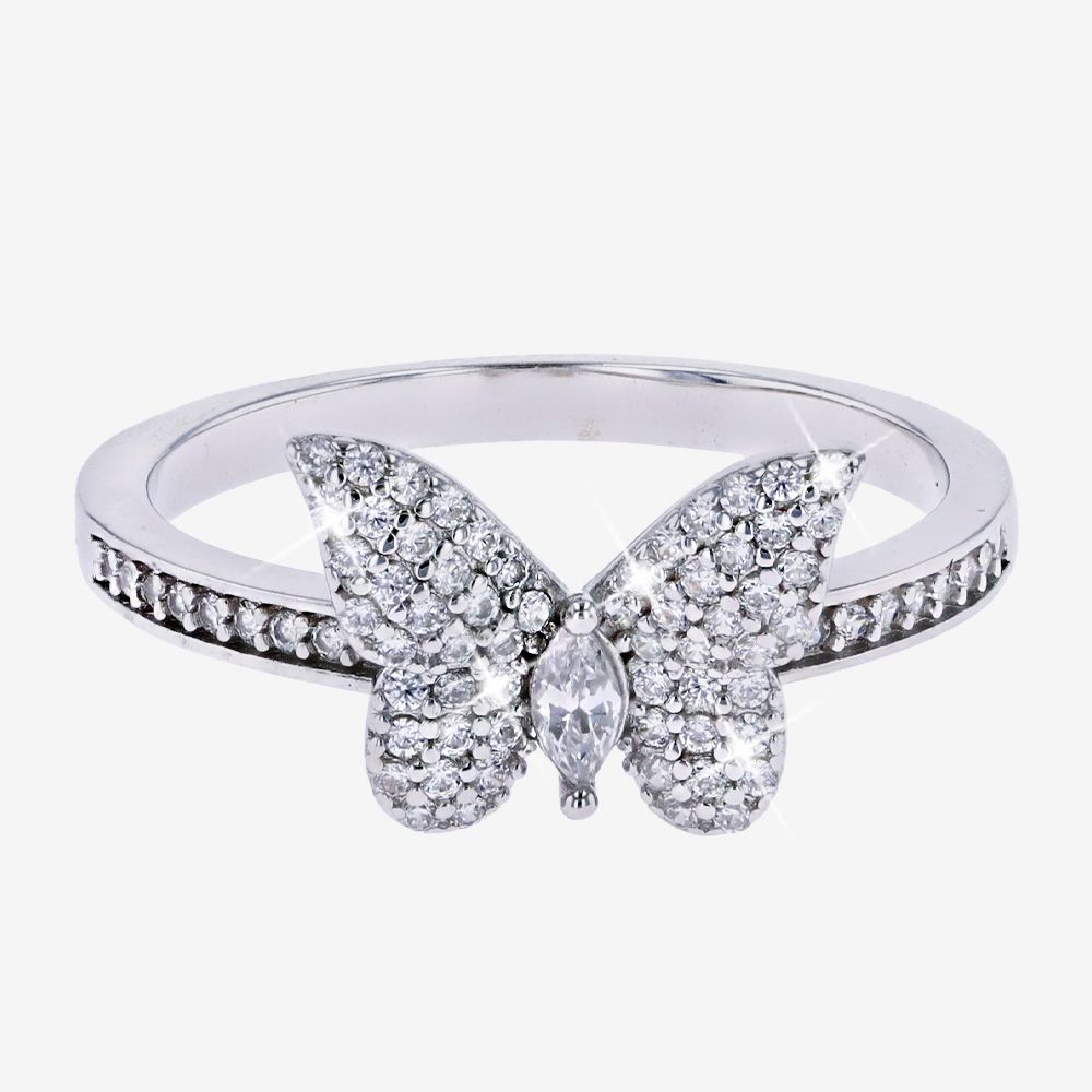 Sterling Silver DiamonFlash&reg; Butterfly Ring