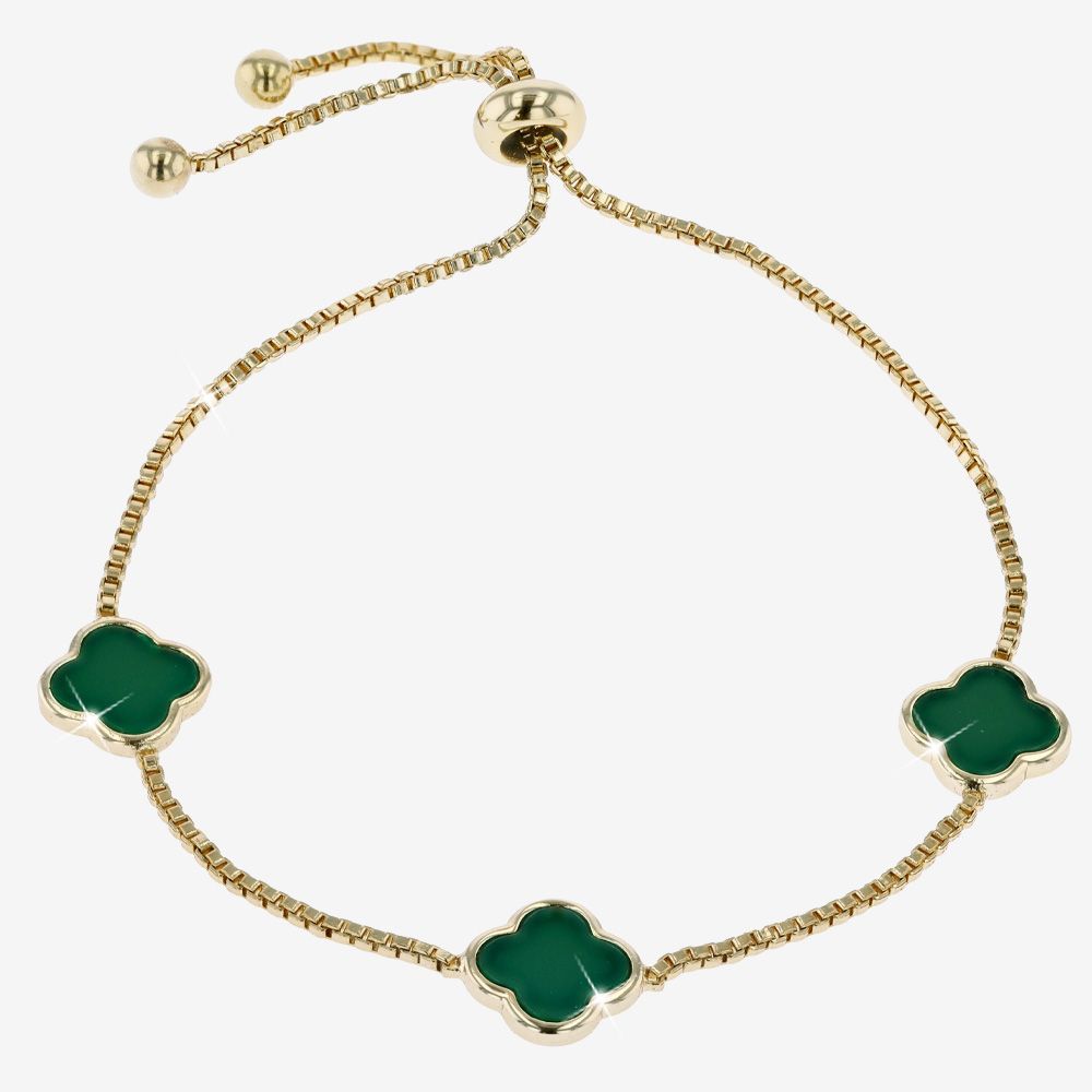 Real Green Agate 4 Leaf Clover Friendship Bracelet