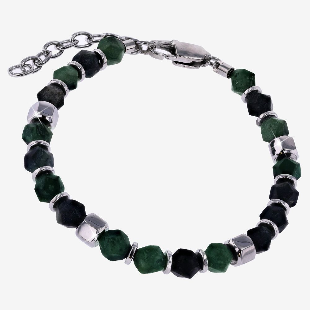 Real Green Agate Bracelet, Italian Design
