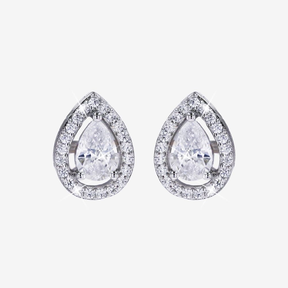 DiamonFlash&reg; Halo Pear Stud Earrings