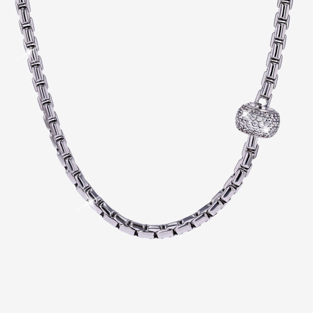 Solid Link Bead Necklace 18"