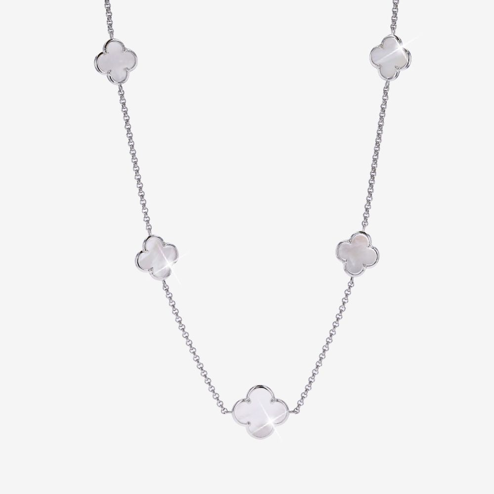 Mother Of Pearl, 4 Leaf Clover Necklace 