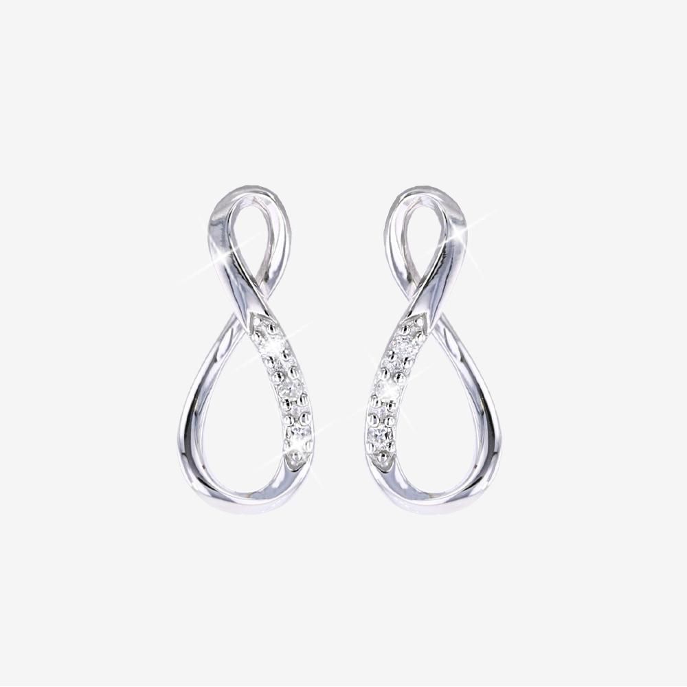 Sterling Silver Real diamond Lab-Grown Infinity Earrings
