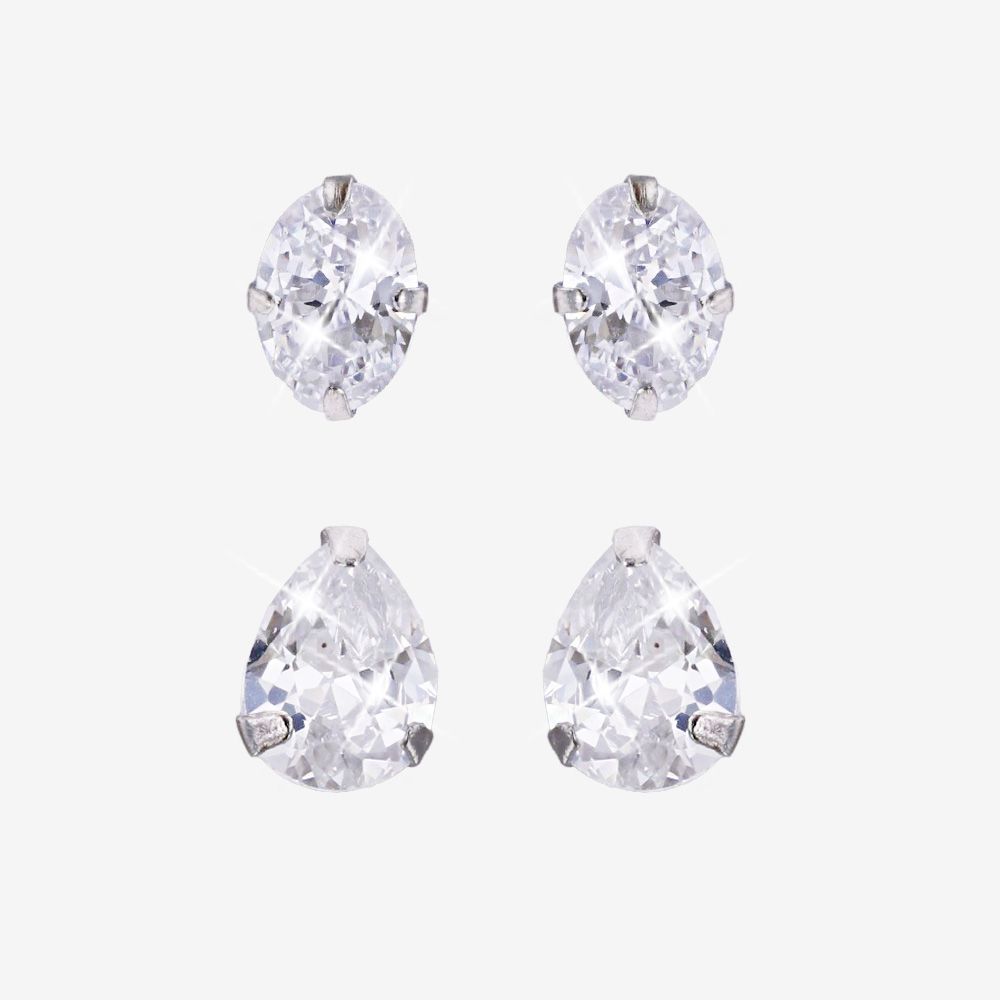 Sterling Silver Earrings Set Of 2 Pairs