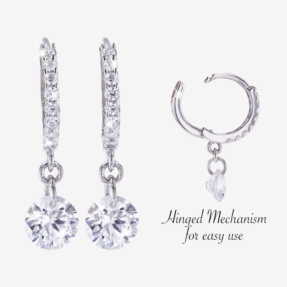 Sterling Silver Huggie Earrings With Drop