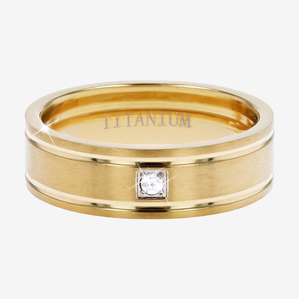 Mens Real Diamond Lab-Grown Titanium Band 7mm 0.04ct