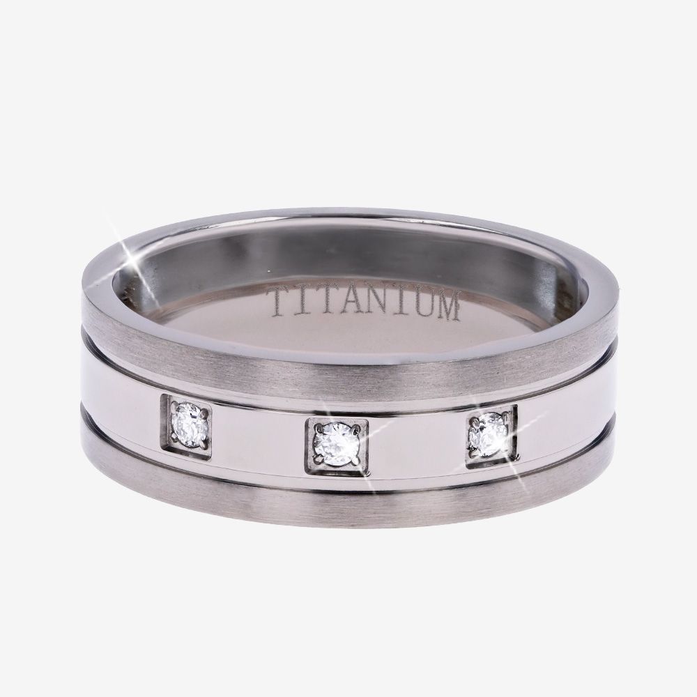 Mens Diamond Lab-Grown Titanium Band .10ct