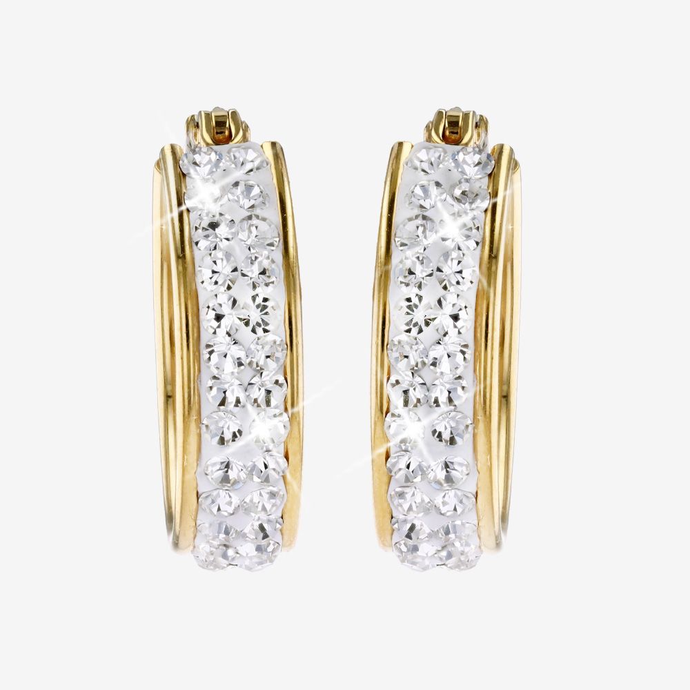 18ct Gold Vermeil On Silver Crystal Hoops, 2 Row