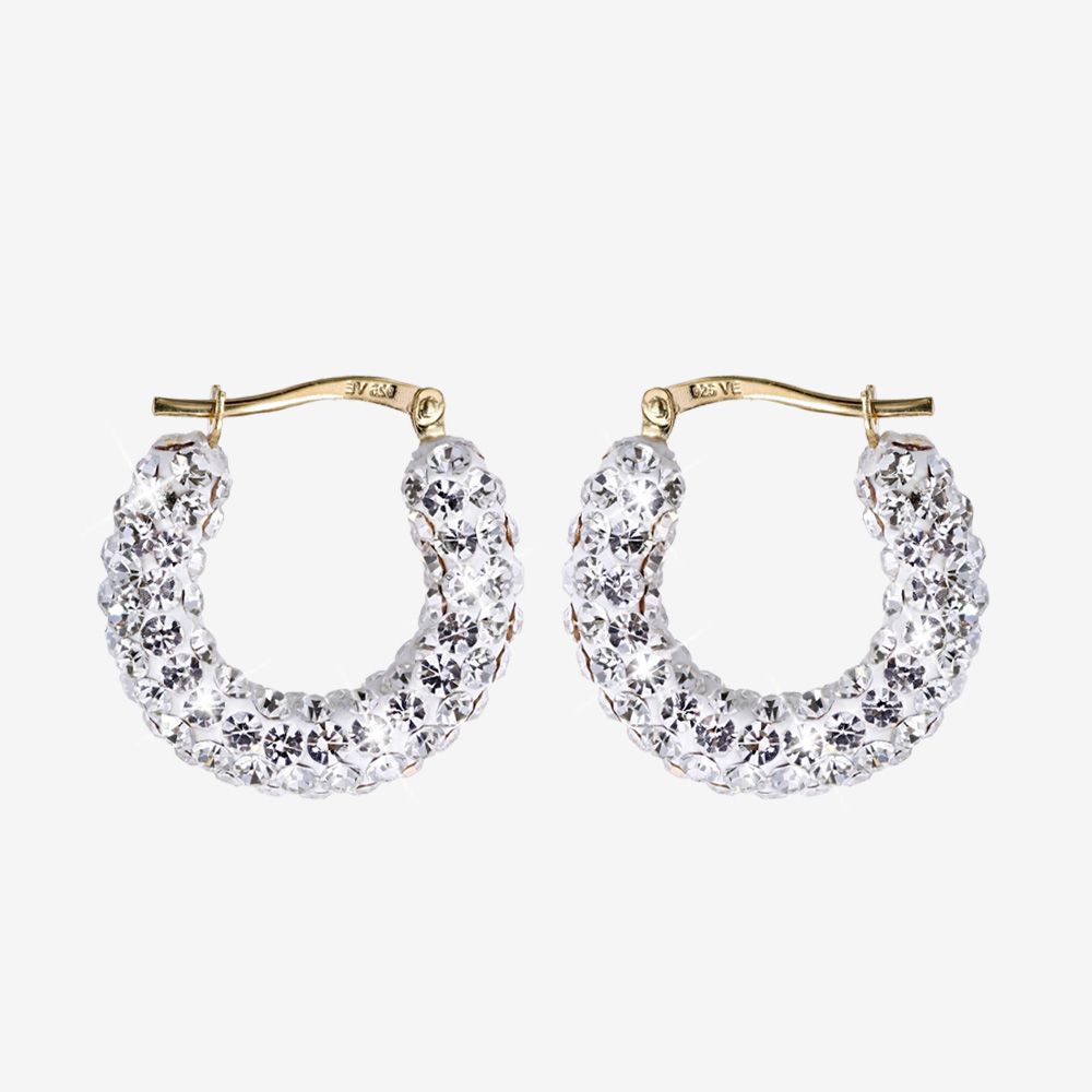 18ct Gold Vermeil On Silver Crystal Hoops - 20mm