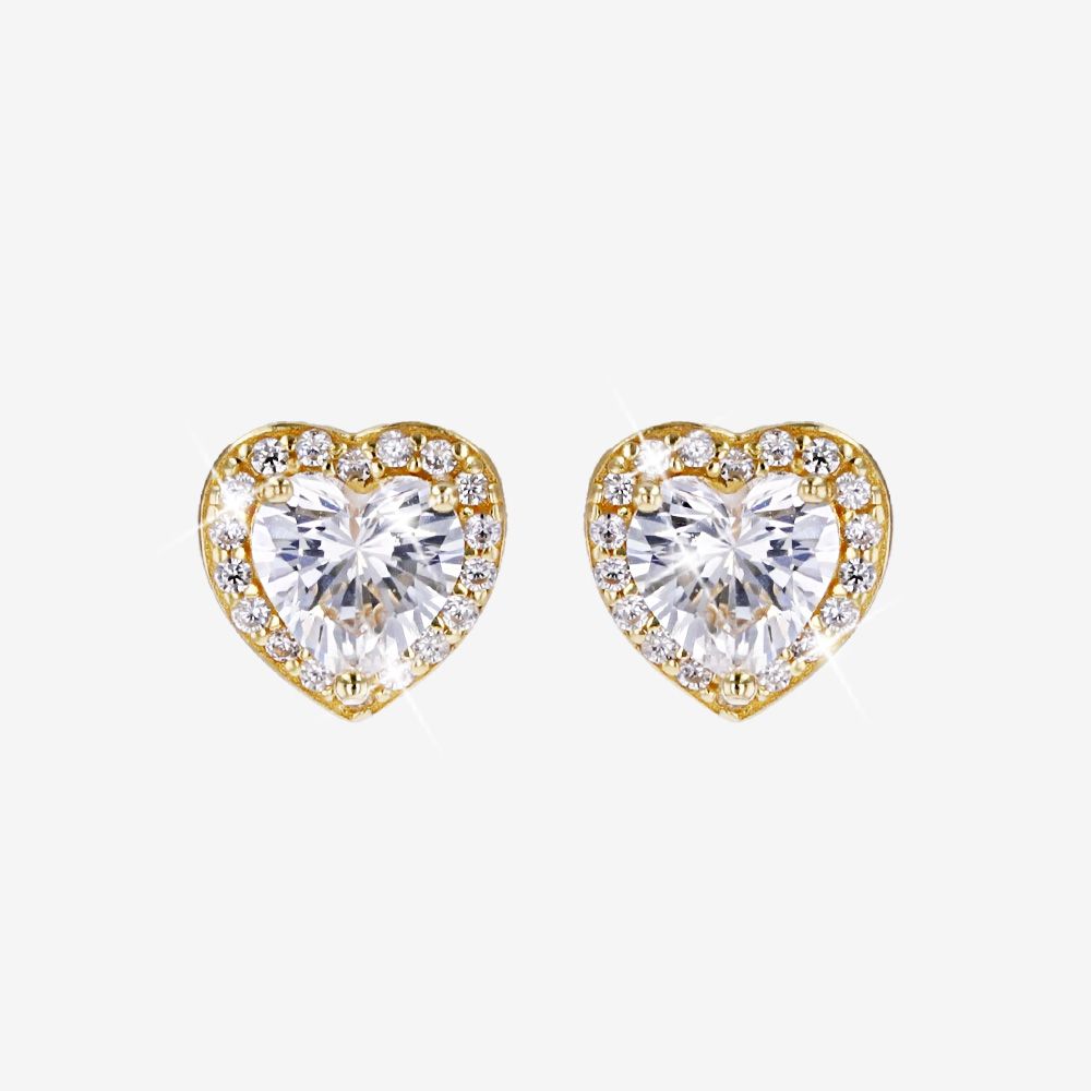 18ct Gold Vermeil On Silver Heart Earrings