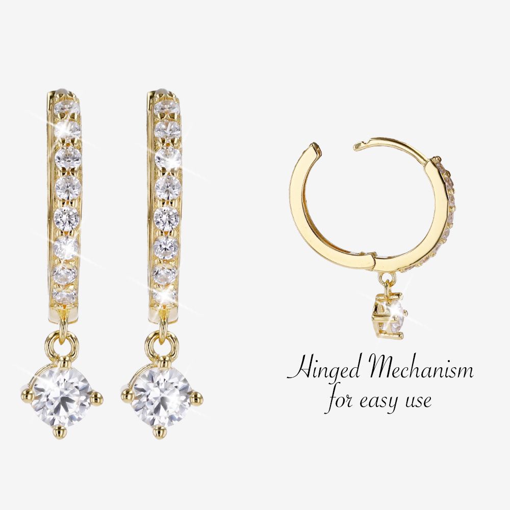 18ct Gold Vermeil On Silver Huggies With Drop