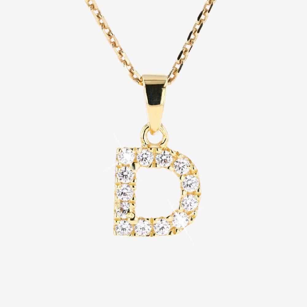 18ct Gold Vermeil On Silver D Initial Necklace