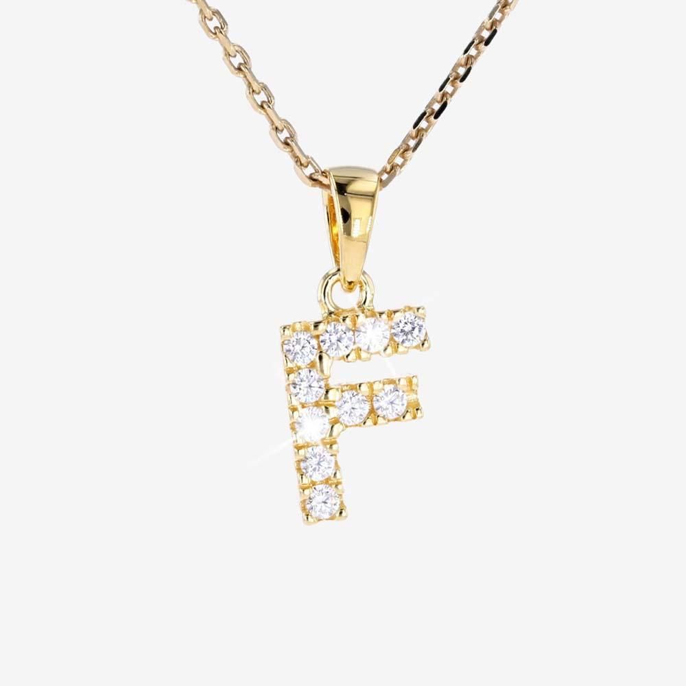 18ct Gold Vermeil On Silver F Initial Necklace