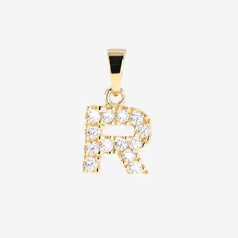18ct Gold Vermeil On Silver R Initial Pendant