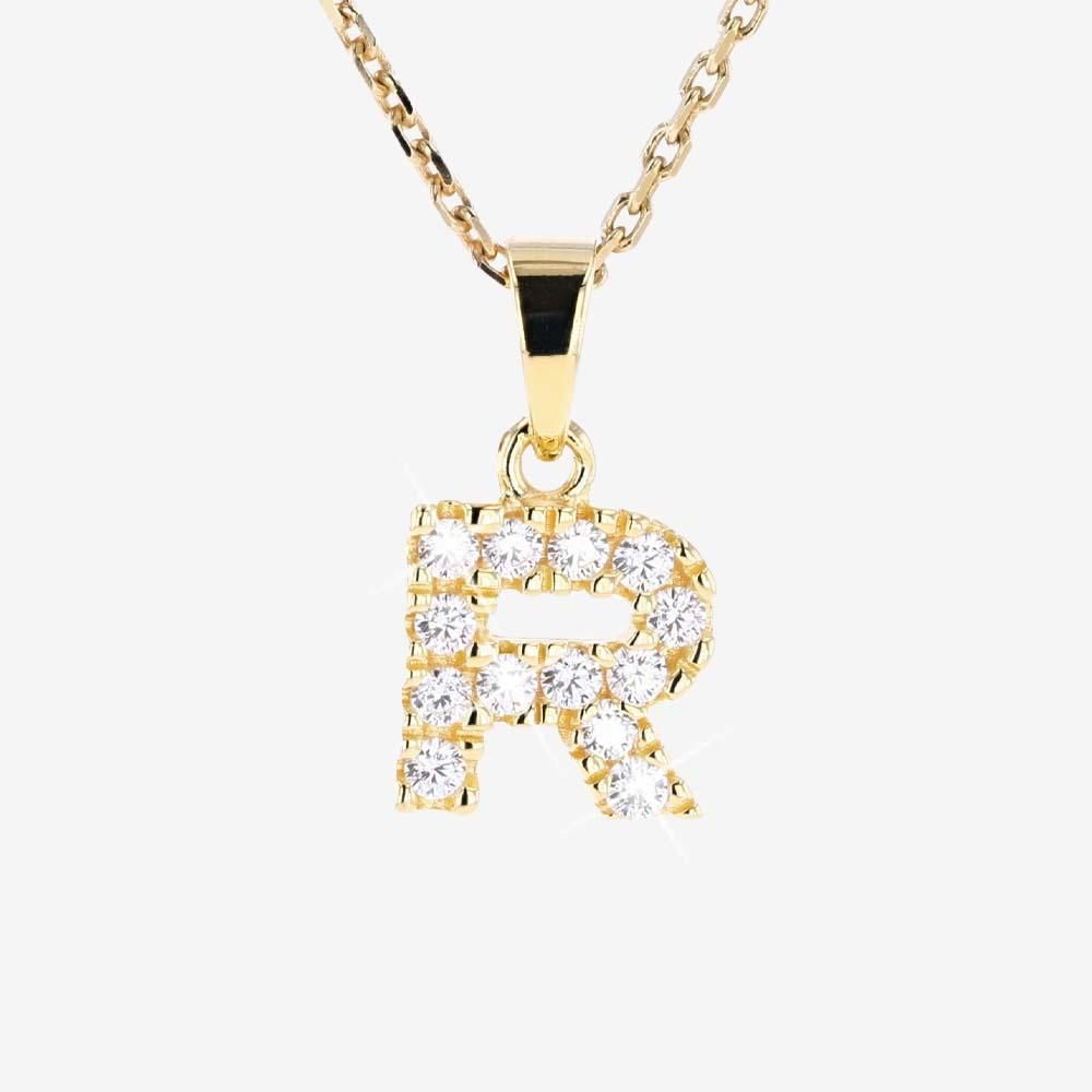 18ct Gold Vermeil On Silver R Initial Necklace