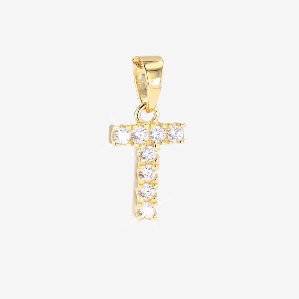 18ct Gold Vermeil On Silver T Initial Pendant