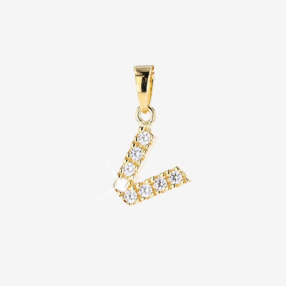 18ct Gold Vermeil On Silver V Initial Pendant
