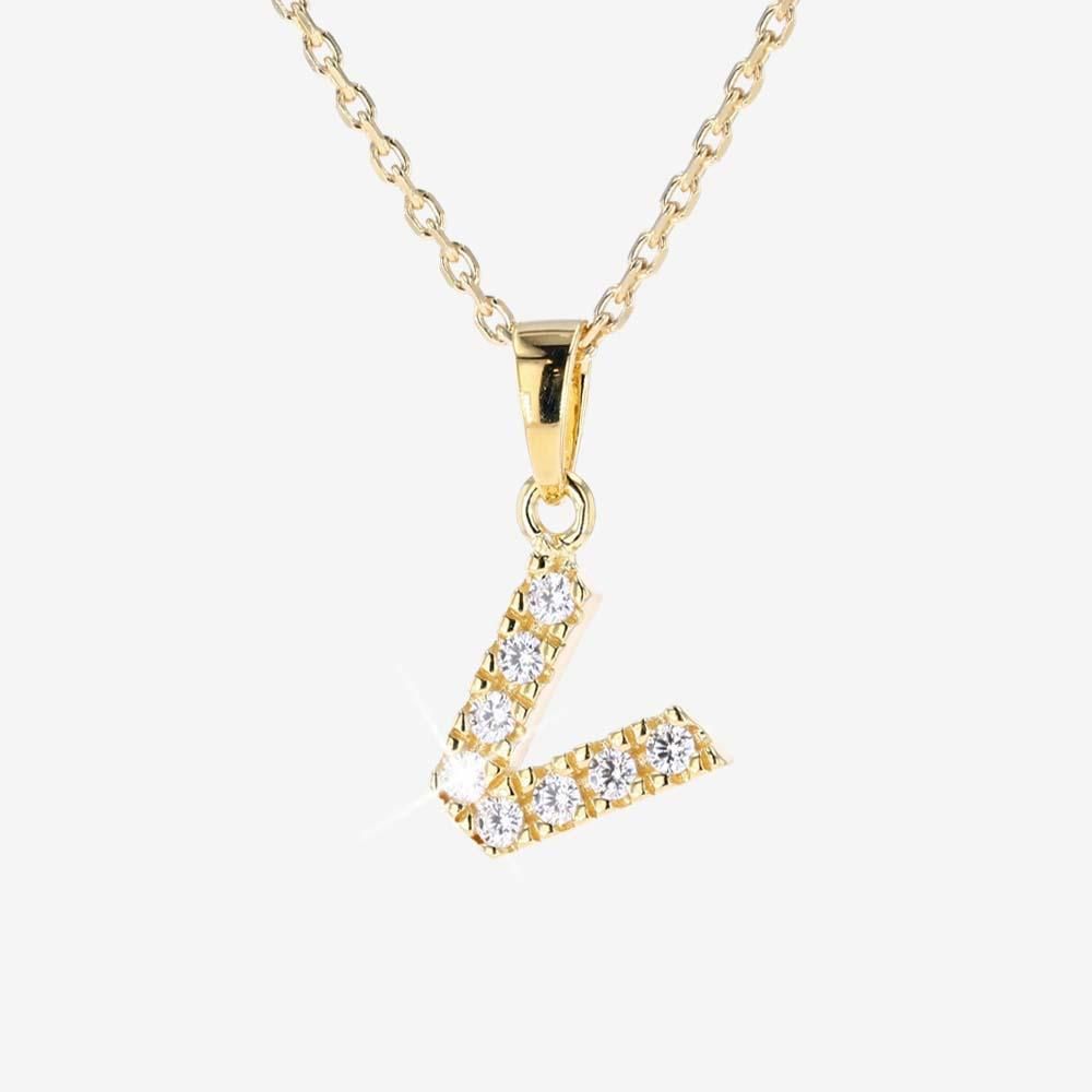 18ct Gold Vermeil On Silver V Initial Necklace