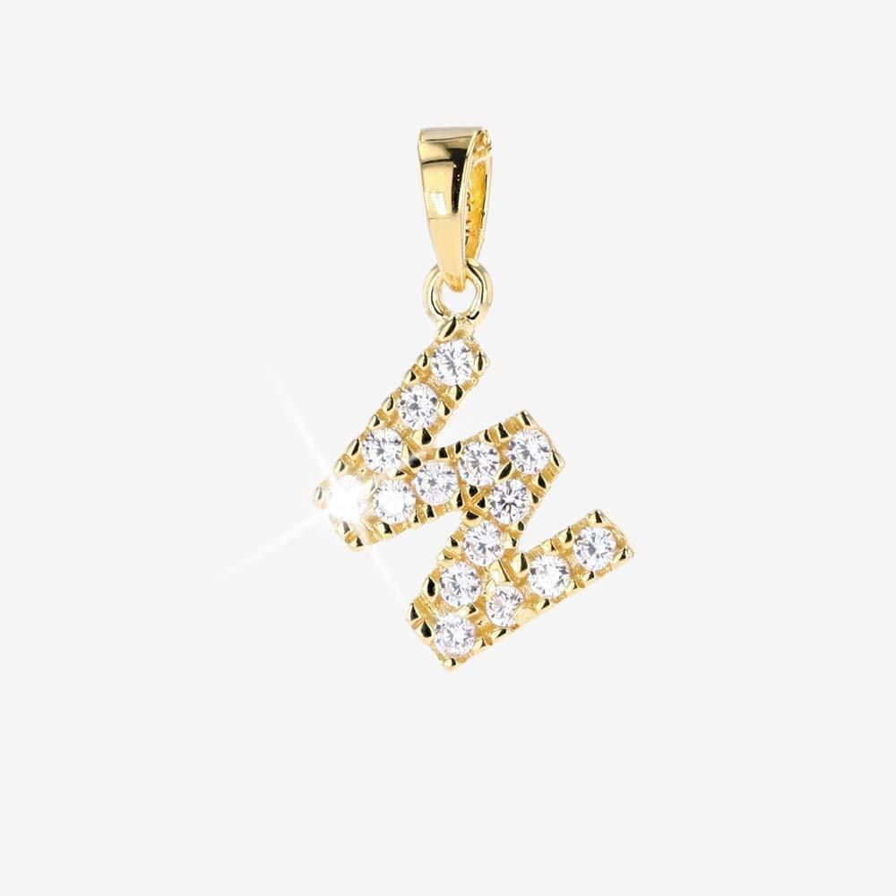 18ct Gold Vermeil On Silver W Initial Pendant