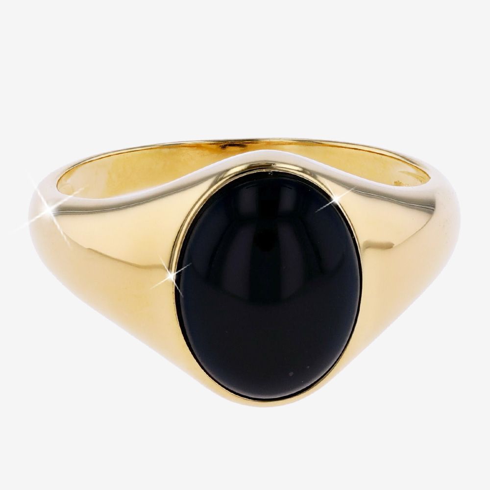 18ct Gold Vermeil On Silver Mens Onyx Ring