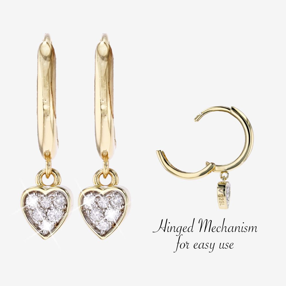 Real Diamond Lab-Grown Heart Huggie Earrings .10ct