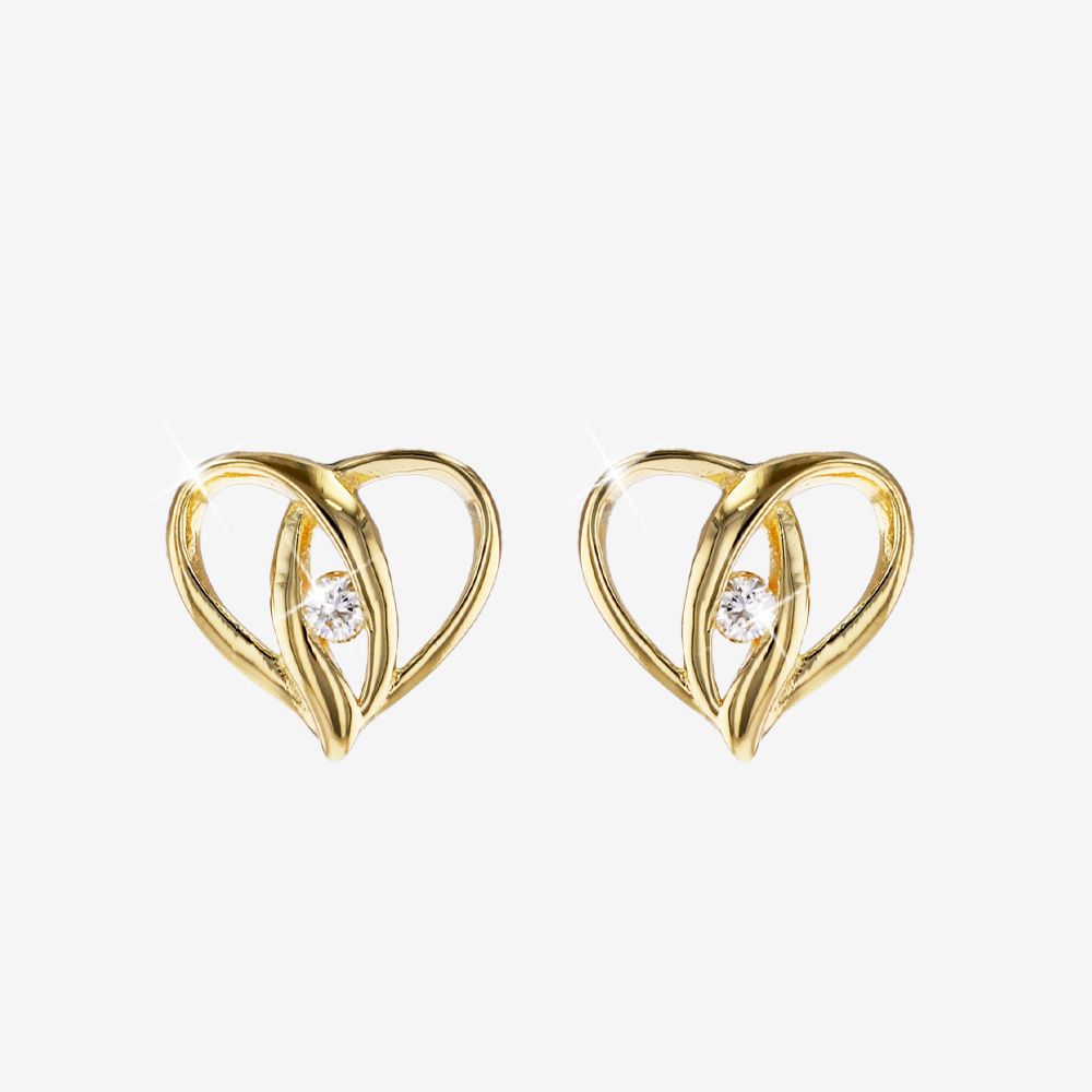 Real Diamond Lab-Grown Heart Earrings .05ct