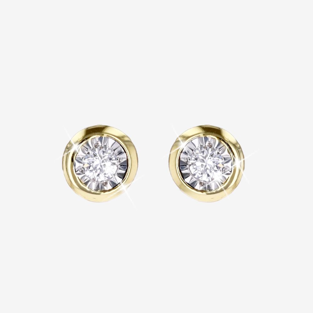 Diamond Lab-Grown Earrings .10ct - 18ct Gold Vermeil On Silver