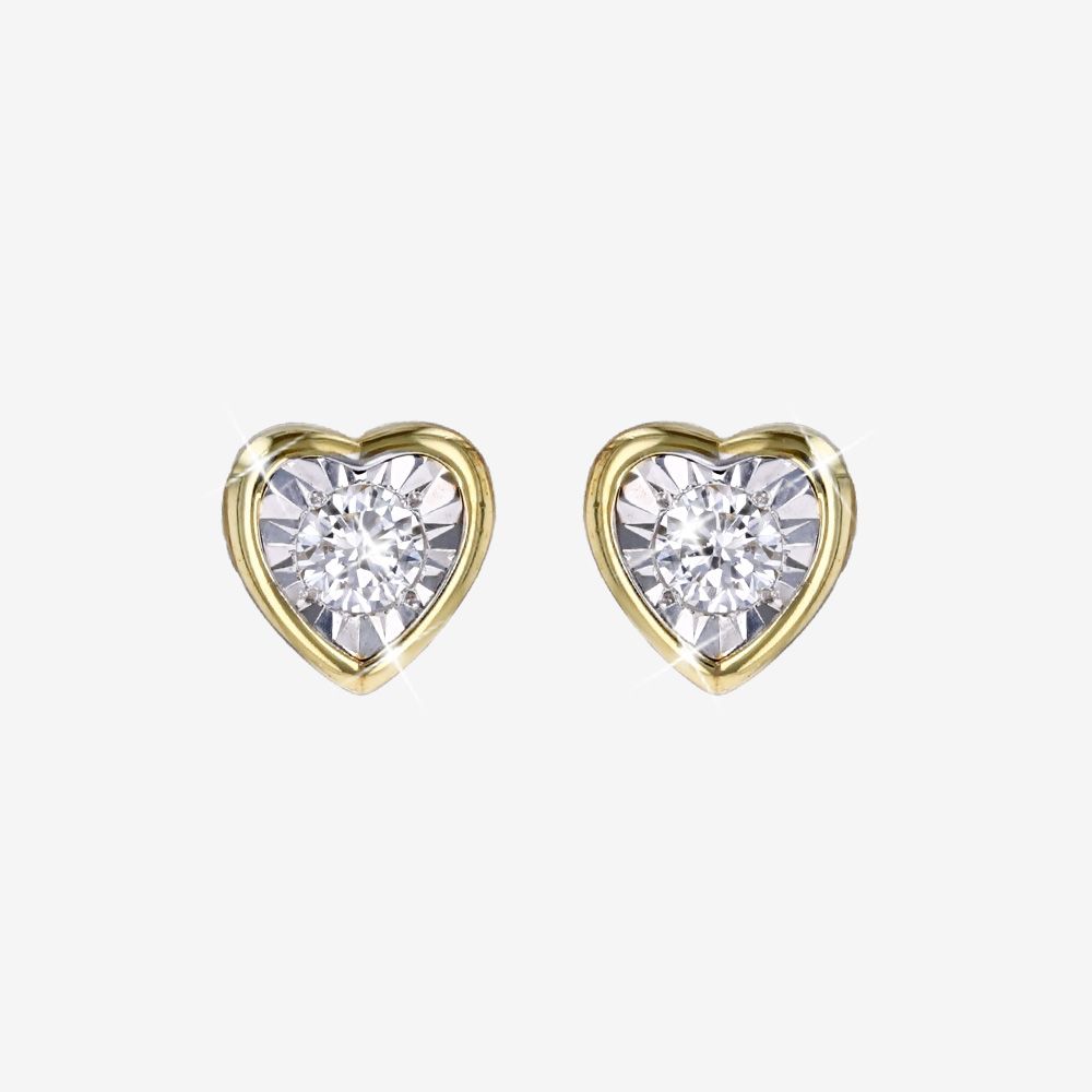 Diamond Lab-Grown Heart Earrings .25ct - 18ct Gold Vermeil On Silver
