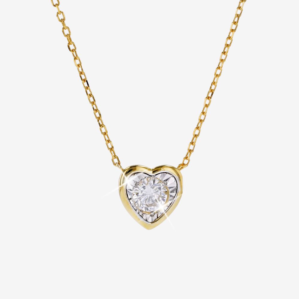 Diamond Lab-Grown Heart Necklace .25ct - 18ct Gold Vermeil On Silver