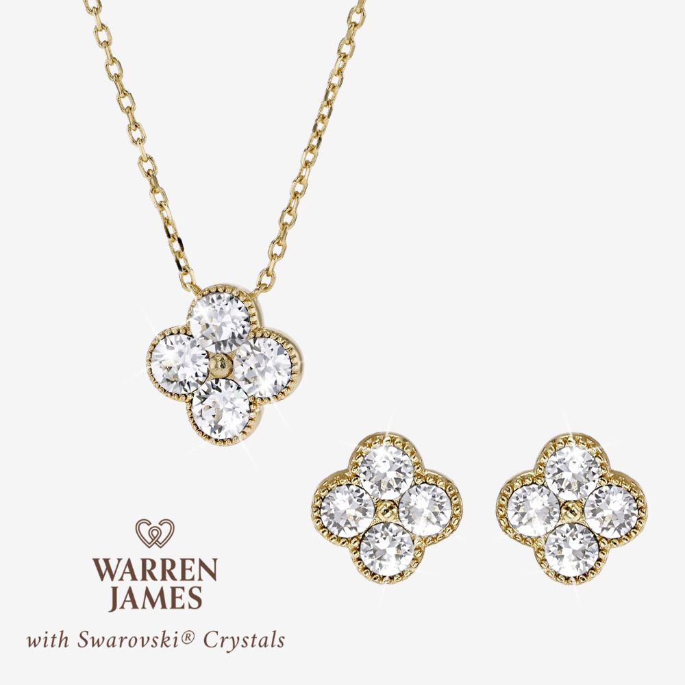 Paris Clover Necklace And Earrings Set With Swarovski&reg; Crystals