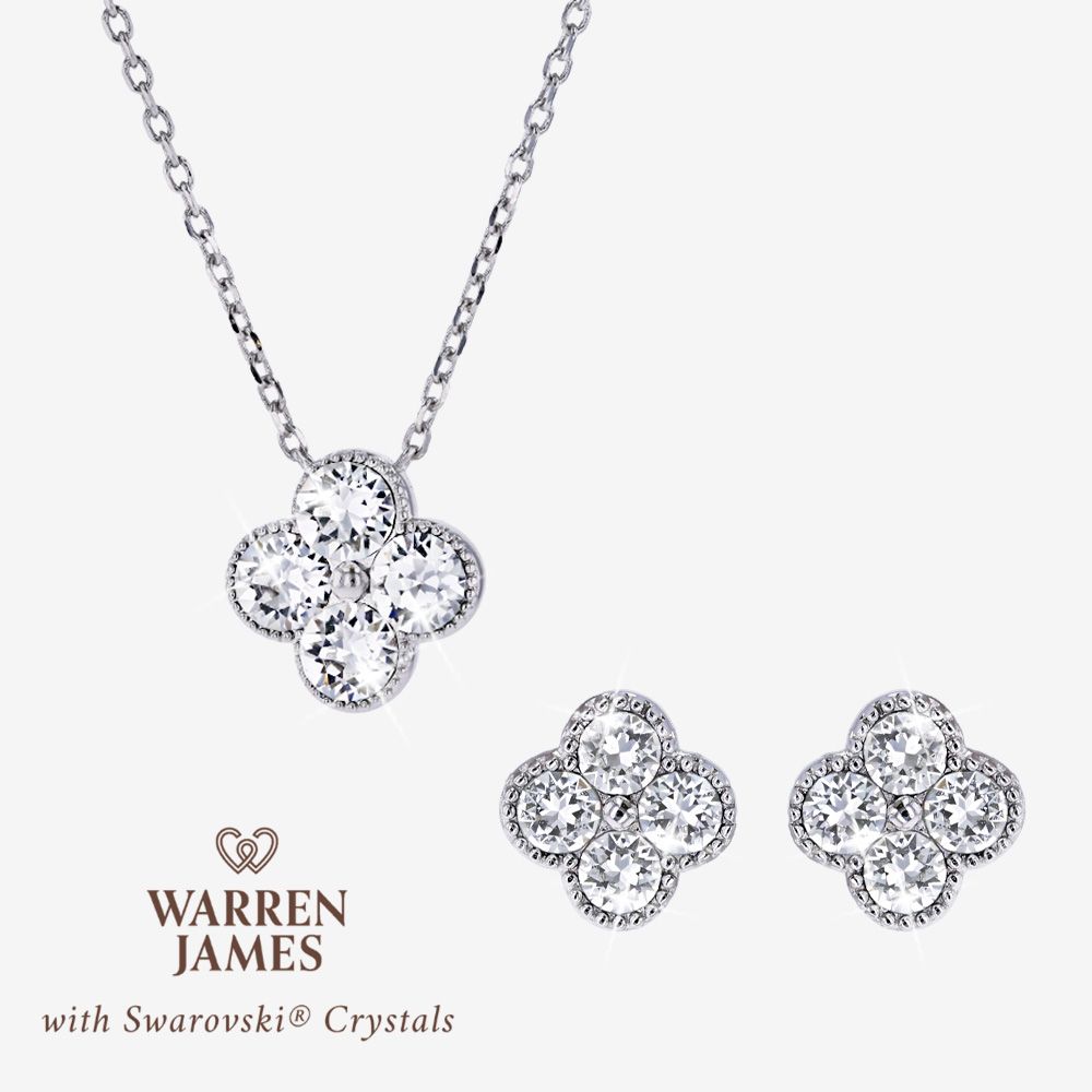 With Swarovski&reg; Crystals Paris Clover Necklace And Earrings Set