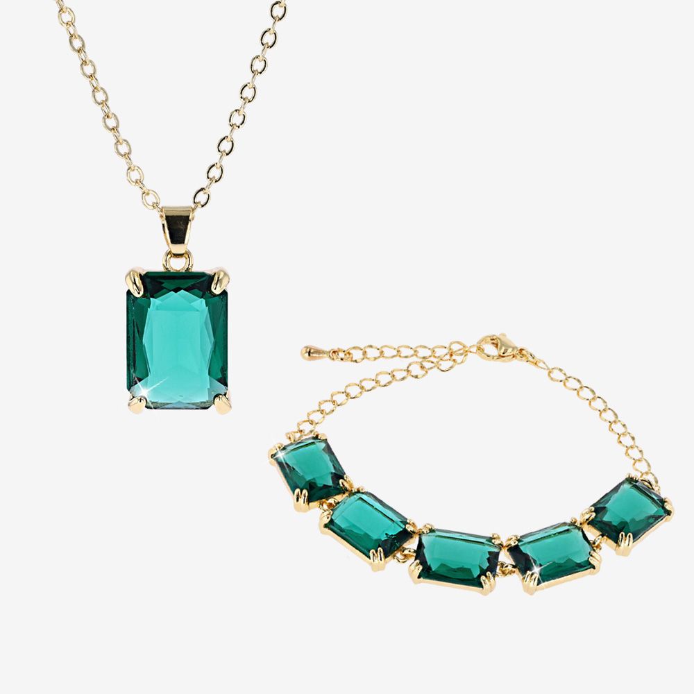 Colours Of Nature Necklace And Bracelet Set - Green