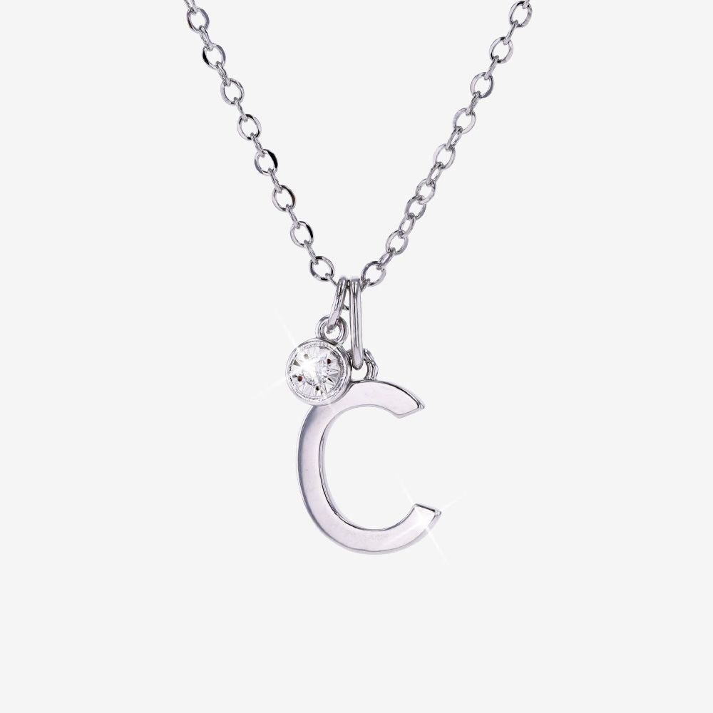 Diamond Lab-Grown Initial C Signature Necklace