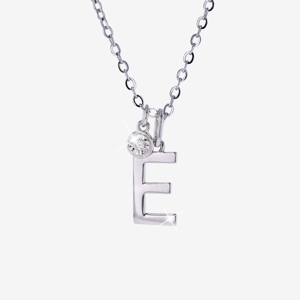 Diamond Lab-Grown Initial E Signature Necklace
