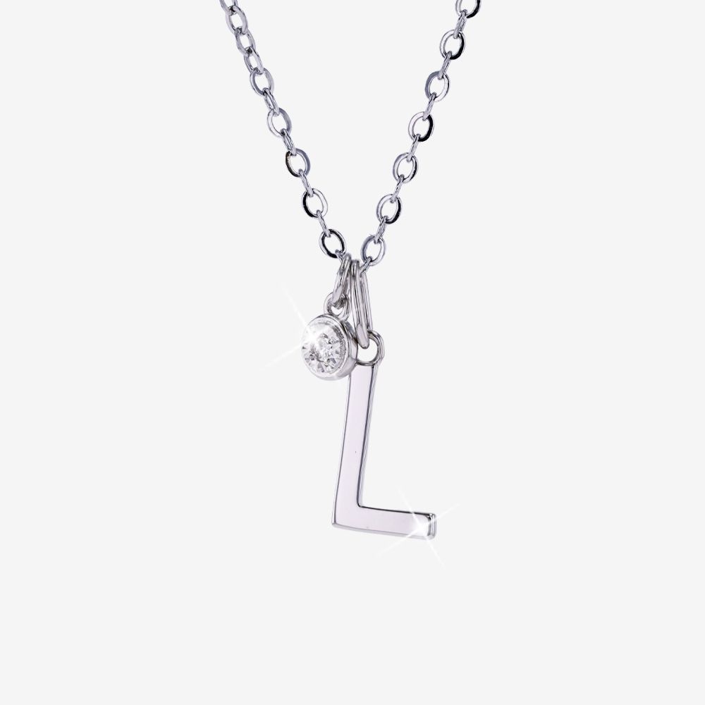 Diamond Lab-Grown Initial L Signature Necklace