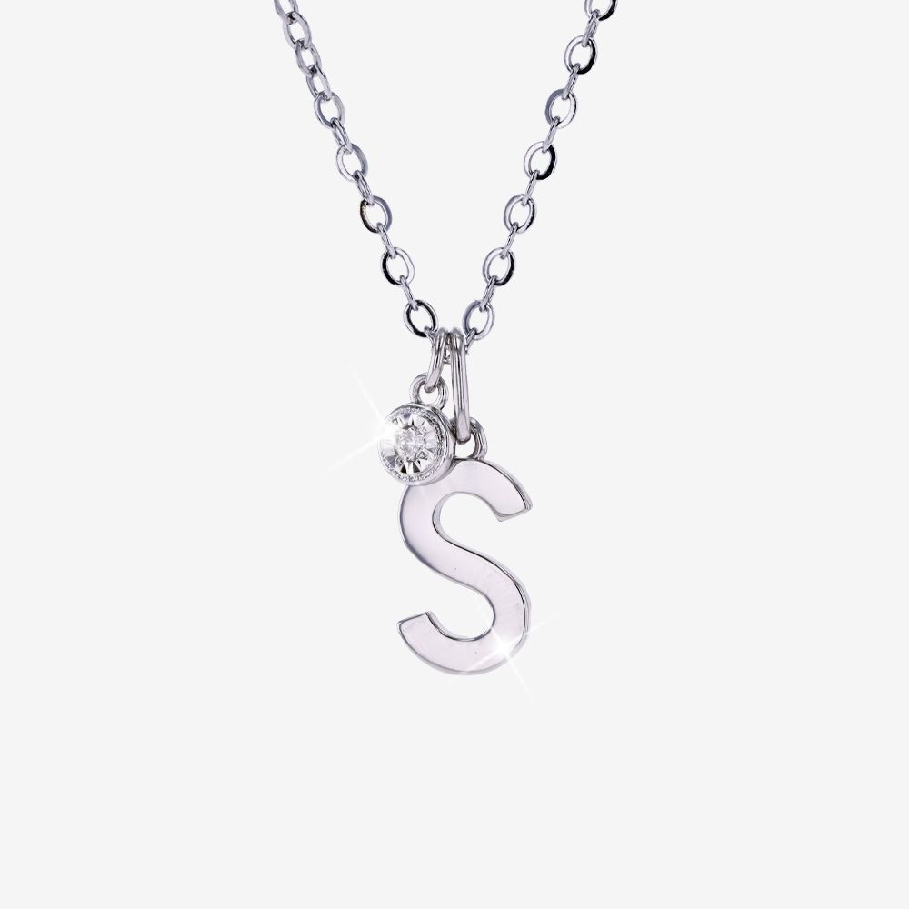 Diamond Lab-Grown Initial S Signature Necklace