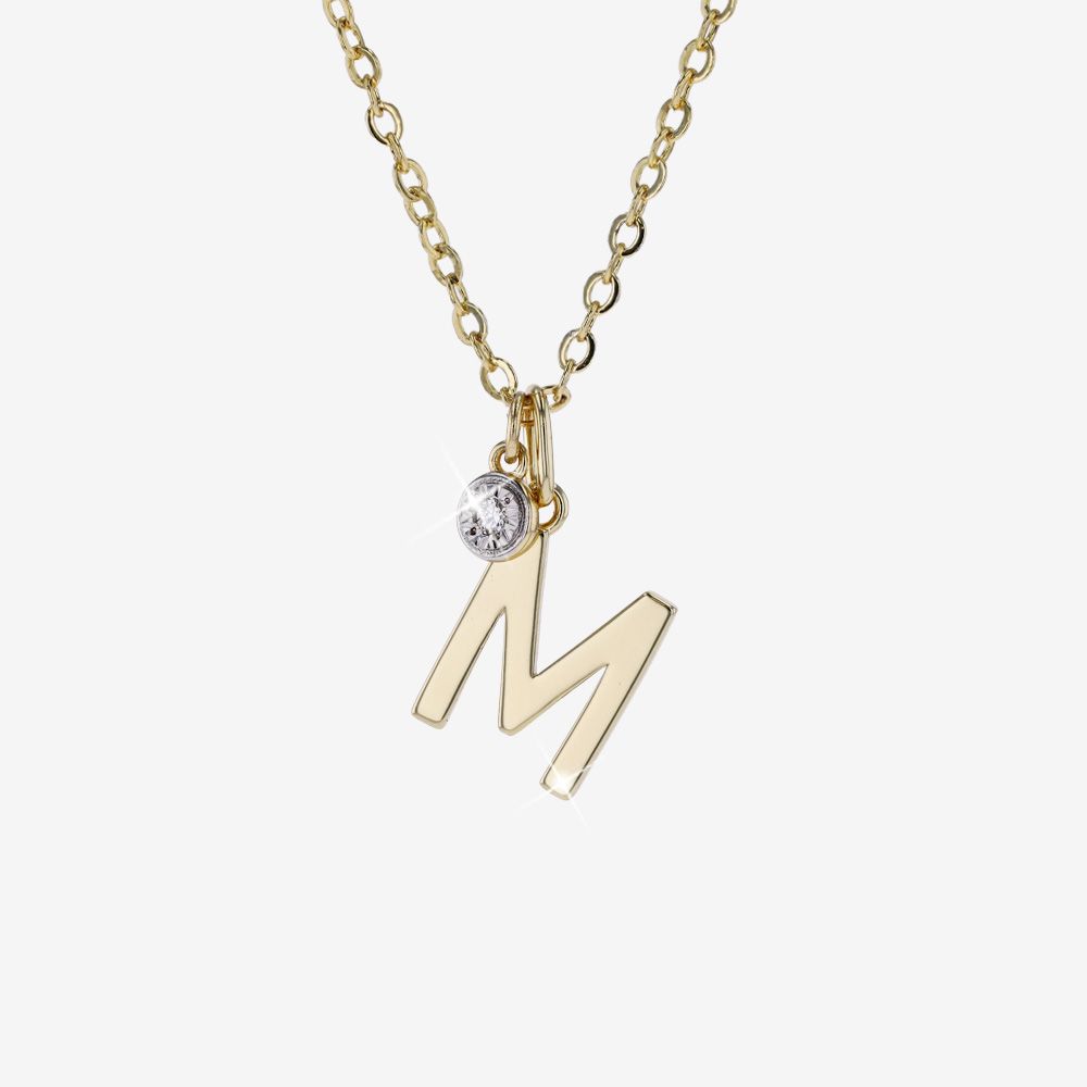Diamond Lab-Grown Signature Initial M Necklace