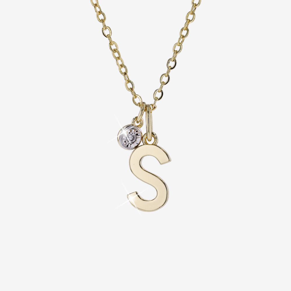 Diamond Lab-Grown Signature Initial S Necklace