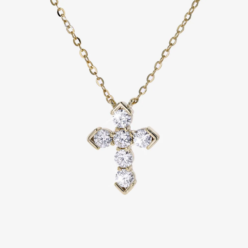Gold Cross Necklace 9ct Gold And Silver Bonded Necklace 18ct Gold - Main Image