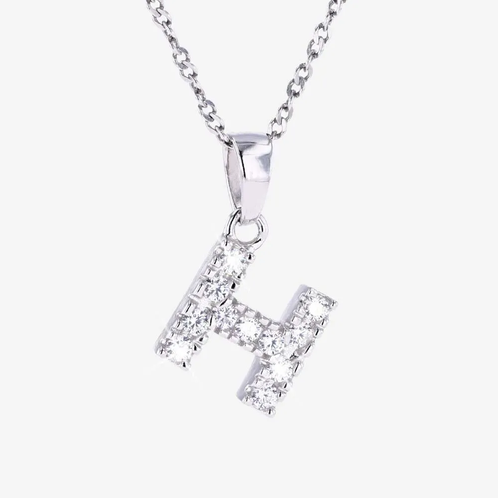 Silver Initial L Disc With Cz Charm Necklace in White | Goldmark (AU)