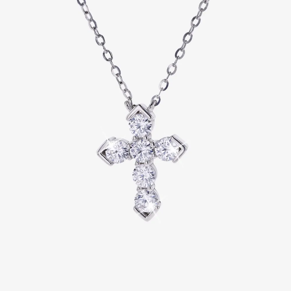 Silver DiamonFlash Cross Necklace Warren James