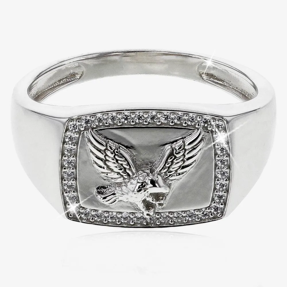 Solid 10K Yellow Leaf Gold Large Mens Eagle Ring - Jahda Jewelry