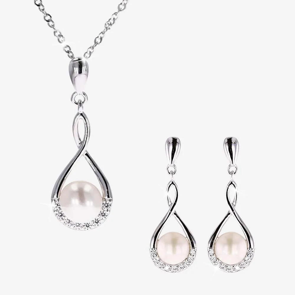 Warren James genuine set actress simple fashion flash diamond zircon silver earrings  necklace gift